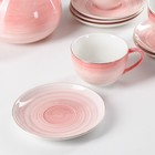 Сервиз фарфоровый чайный Доляна «Млечный путь», 15 предметов: 6 чашек 220 мл, 6 блюдец d=13,5 см, молочник 300 мл, сахарница 350 мл, чайник 1000 мл, цвет розовый - Фото 3