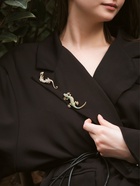 Брошь «Ящерица», зелёная в золоте - Фото 4