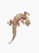 Брошь «Ящерица» тропическая, розово-зелёная в золоте - Фото 1