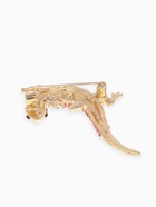 Брошь «Ящерица» тропическая, розово-зелёная в золоте - Фото 4