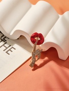 Брошь «Жест», красно-белая в золоте - Фото 4