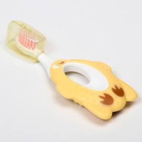 Детская зубная щетка, нейлон, с ограничителем, цвет желтый