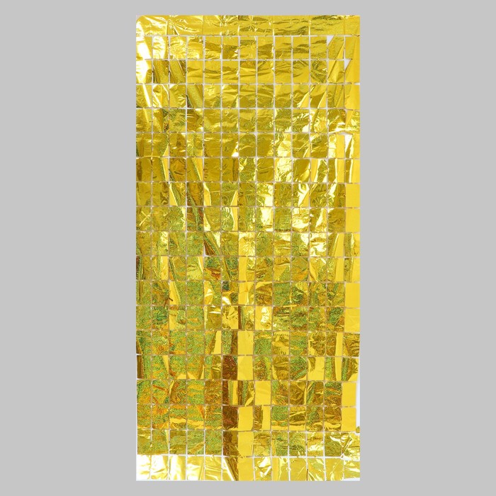 Праздничный занавес голография 100*200 см., цвет золотой - Фото 1