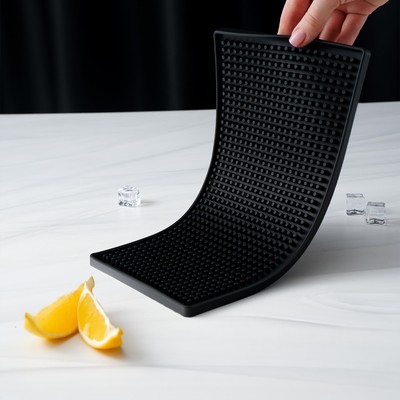 Барный коврик Доляна, 30×15×0.9 см, резина, чёрный