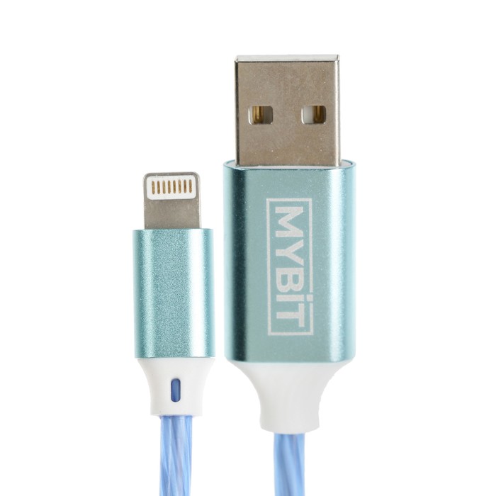 Кабель MYBIT, Lightning - USB, динамическая LED подсветка, 2 А, 1 м, только зарядка - фото 51511977