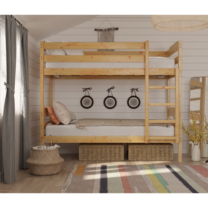 Двухъярусная кровать «Конти», 70 × 160 см, массив сосны, без покрытия - фото 1908799011