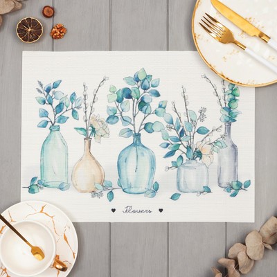 Салфетка на стол «Доляна» Flowers, ПВХ, 40×29 см