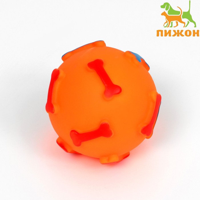 

Игрушка пищащая "Шар с косточками"для собак, 8 см, оранжевая