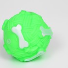 Игрушка пищащая "Клубок с косточками" для собак, 8 см, зелёная - Фото 2