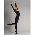 Купальник гимнастический с длинным рукавом для девочки, рост 110 см, цвет черный - Фото 1