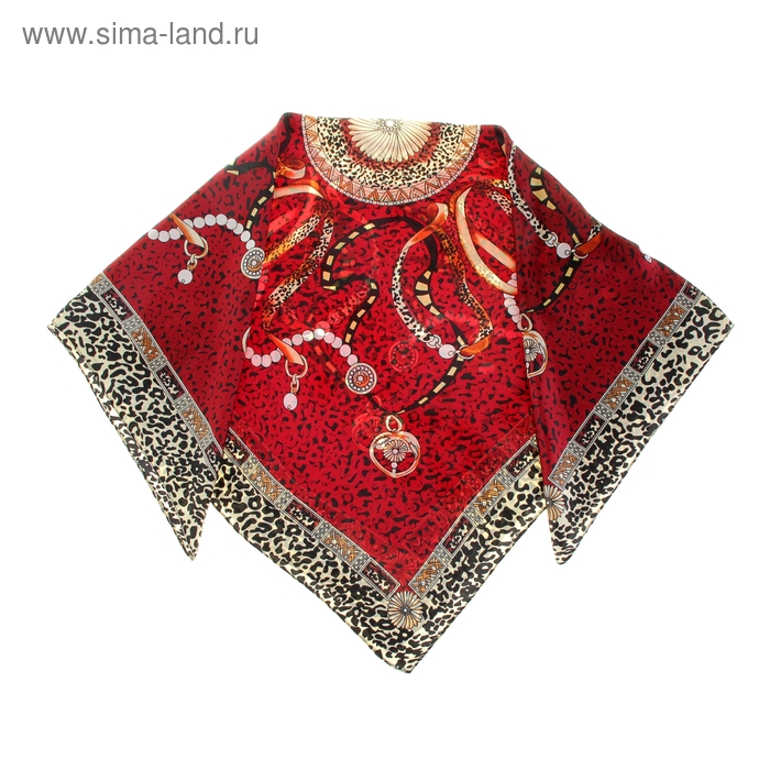 Платок женский "Амулеты", размер 90х90 см, цвет бордовый - Фото 1