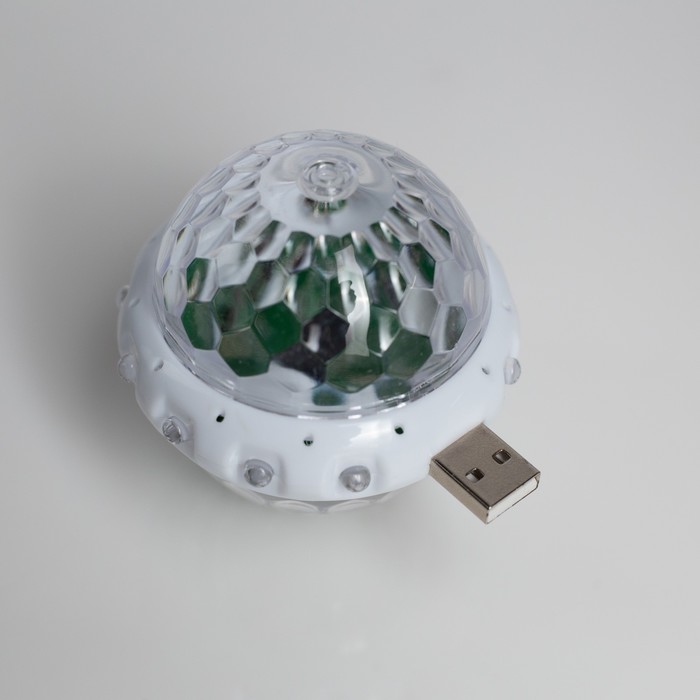 Световой прибор «Двойной диско-шар» 7 см, свечение RGB, 5 В - фото 1888212624