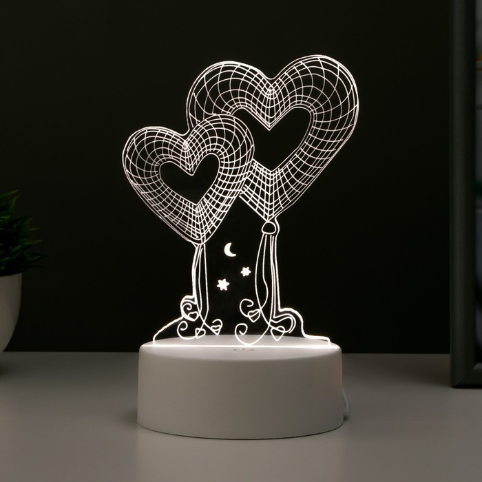 Светильник сенсорный "Два сердца" LED 3 цвета от USB - Фото 1