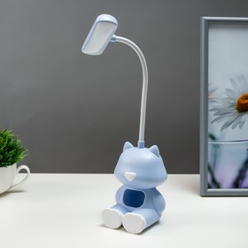 Настольная лампа 'Котенок' LED 2 Вт USB АКБ синий 8х8,5х28 см