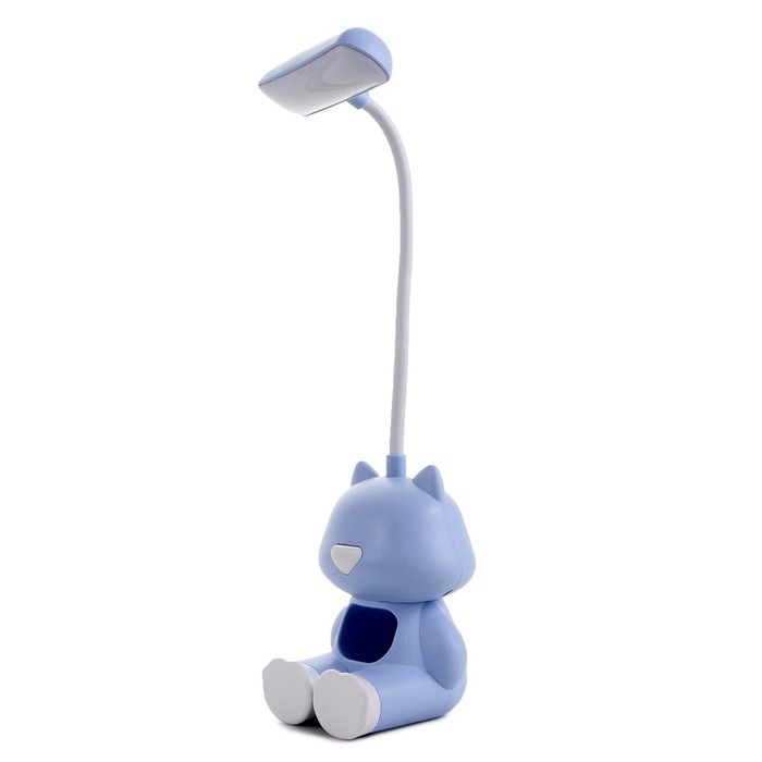 Настольная лампа "Котенок" LED 2 Вт USB АКБ синий 8х8,5х28 см RISALUX - фото 1886731646