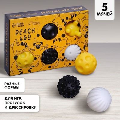 Мяч игрушка для собак Peach and go, 5 шт.