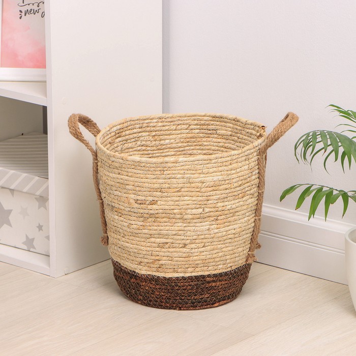 Корзина для белья плетёная Доляна «Природная», 33×31 см - Фото 1