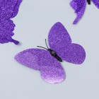 Магнит пластик "Бабочки двойные крылья - блеск" фиолетовый набор 12 шт - Фото 3
