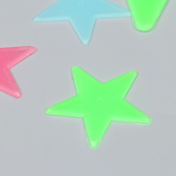 Наклейка фосфорная пластик "Звезды разных размеров" набор 14 шт 17х12 см - фото 1907338929