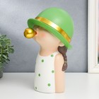 Сувенир полистоун "Малышка в зелёной шляпке, с золотым пузырём" зелёный горох 26х15х18 см - фото 4643985