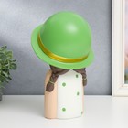 Сувенир полистоун "Малышка в зелёной шляпке, с золотым пузырём" зелёный горох 26х15х18 см - Фото 2