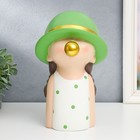 Сувенир полистоун "Малышка в зелёной шляпке, с золотым пузырём" зелёный горох 26х15х18 см - Фото 4