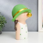 Сувенир полистоун "Малышка в зелёной шляпке, с золотым пузырём" зелёный горох 26х15х18 см - Фото 5