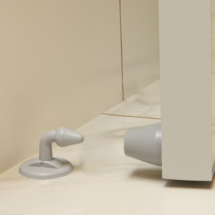 Дверной ограничитель LOCKLAND, изогнутый, цвет серый - Фото 1