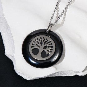 Кулон керамика "Дерево жизни" цвет чёрный в серебре