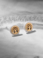 Серьги пусеты керамика «Дерево жизни» белые в золоте - Фото 2