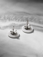 Серьги пусеты керамика «Дерево жизни» белые в золоте - Фото 3