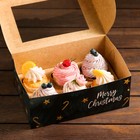 Упаковка на 6 капкейков с окном "Счастливого Рождества", 25 х 17 х 10 см, 1 шт. - фото 21421247