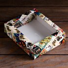 Коробка подарочная, крышка-дно, с окном "Новогодняя афиша", 18 х 15 х 5 см. - Фото 3