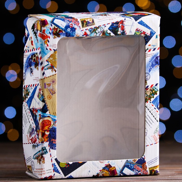 Коробка подарочная, крышка-дно, с окном "Новогодняя почта", 18 х 15 х 5 см, 1 шт. - Фото 1