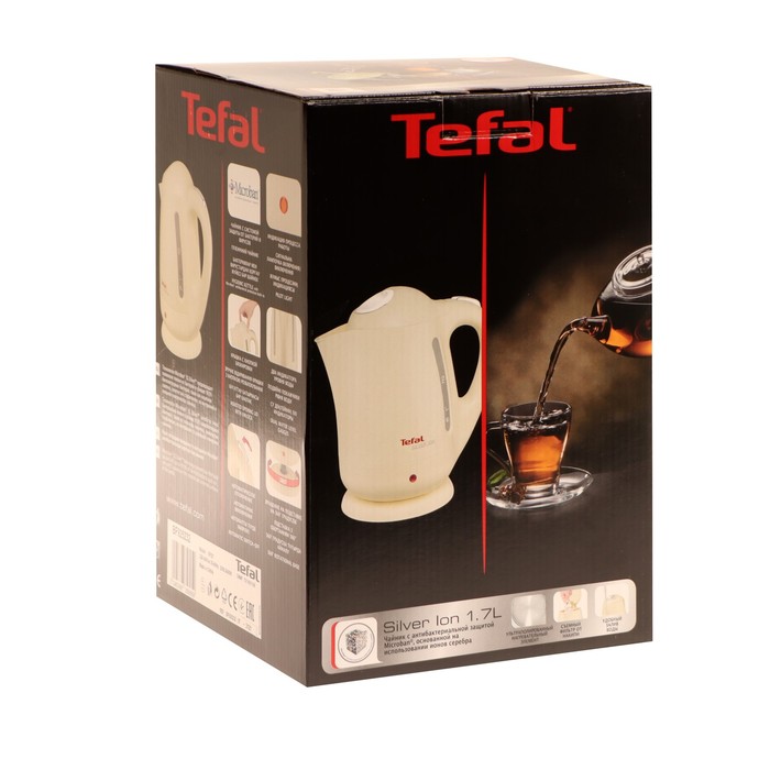 Чайник электрический Tefal BF925232, пластик, 1.7 л, 2400 Вт, бежевый - фото 51334430