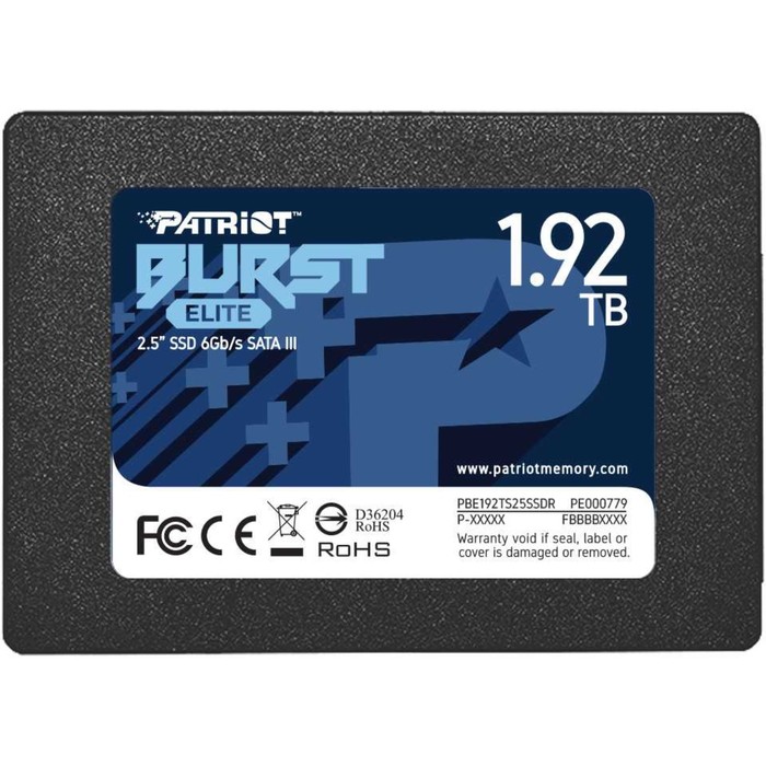 Накопитель SSD Patriot PBE192TS25SSDR Burst Elite, 1920 Гб, SATA III - Фото 1