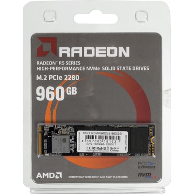 Накопитель SSD AMD R5MP960G8 Radeon M.2 2280, 960 Гб, PCI-E x4