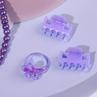 Набор детский «Выбражулька» 8 предметов: 3 резинки, 2 заколки, бусы, браслет, кольцо, цвет МИКС - фото 21836889