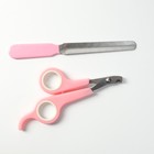 Набор по уходу за когтями: ножницы-когтерезы (отверстие 6 мм) и пилка, розовый с белым - фото 6505522