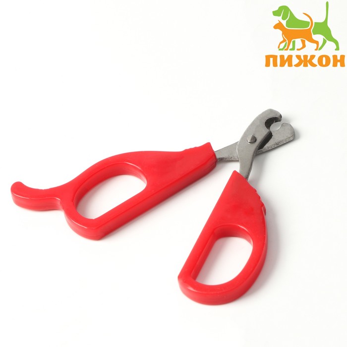 Ножницы-когтерезы малые с упором для пальца, красные - Фото 1