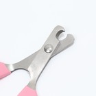 Ножницы-когтерезы изогнутые с прорезиненными ручками, отверстие 6 мм, розовые - Фото 2
