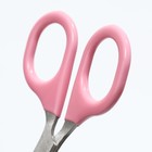 Ножницы-когтерезы изогнутые с прорезиненными ручками, отверстие 6 мм, розовые - Фото 3