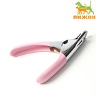 Когтерез-гильотина с прорезиненной ручкой, отверстие 7 мм, розовый - Фото 1