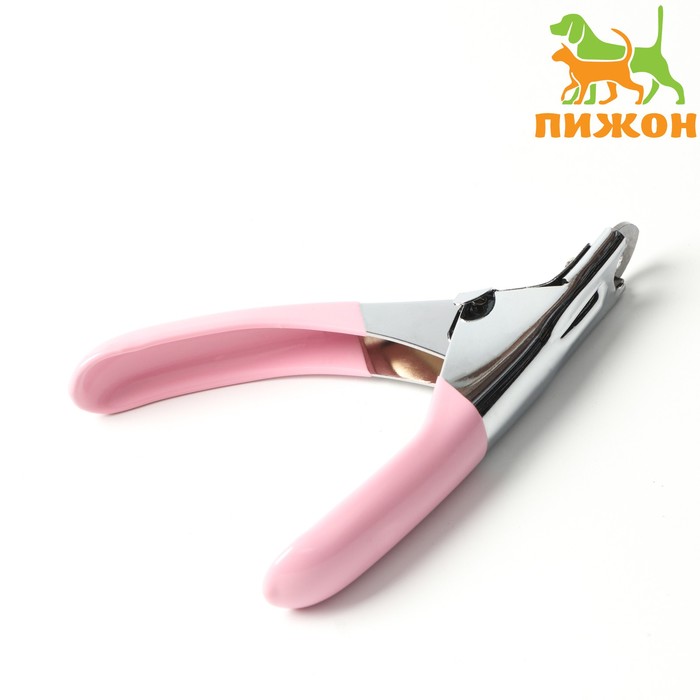 Когтерез-гильотина с прорезиненной ручкой, отверстие 7 мм, розовый - Фото 1