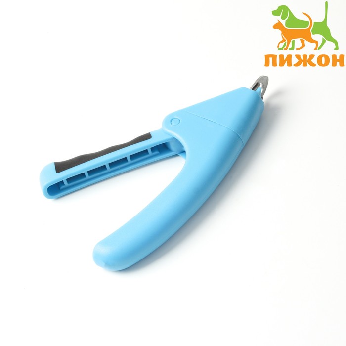 Когтерез-гильотина с нескользящей ручкой, корпус пластик, отверстие 9 мм, голубой с серым - Фото 1