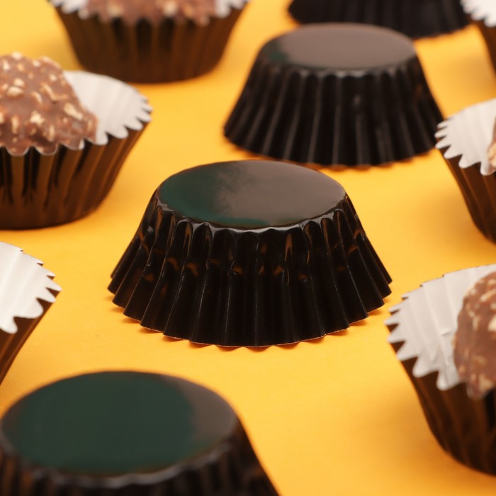 Форма для выпечки капкейков и маффинов, бумажная, круглая, 3.5×2 см чёрный - Фото 1