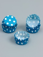 Форма для выпечки кексов бумажная UPAK LAND «Горох», 3.5×2 см, одноразовая, голубая - Фото 2