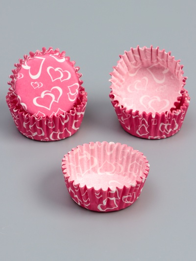 Форма для выпечки кексов бумажная UPAK LAND «Сердца», 3.5×2 см, одноразовая, розовая