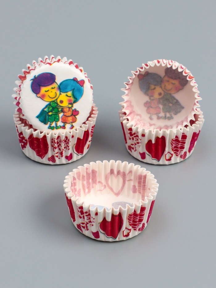 Форма для выпечки кексов бумажная UPAK LAND «Любовь», 3.5×2 см, одноразовая, белая - Фото 1