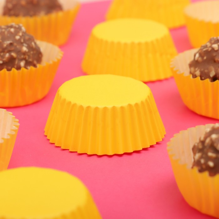 Форма для выпечки кексов бумажная UPAK LAND, 3.5×2 см, одноразовая, жёлтая - Фото 1